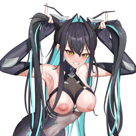 artist_request bodysuit breastless_clothes breastless_clothing breasts female goddess_of_victory:_nikke hand_held_twintails little_mermaid_(nikke) tagme twintails