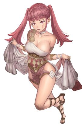 1girls alternate_costume breasts bruise cleavage daisuke_6897 dancer dancer_(three_houses) dancer_outfit female fire_emblem fire_emblem:_three_houses frown hilda_valentine_goneril large_breasts looking_at_viewer nintendo pink_eyes pink_hair scared skeb_commission thighs