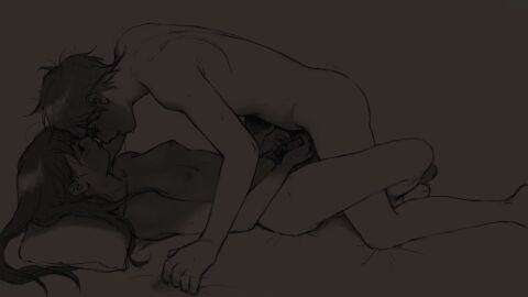 female hero_(omori) male male/female male_on_top malo_(artist) mari_(omori) missionary_position monochrome omori tagme