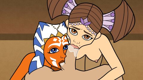 1boy 2d 2girls age_difference ahsoka_tano alien alien/human alien_girl alien_humanoid anakin_skywalker artist_request balls blowjob blue_eyes brown_background brown_hair cartoon_network clone_wars_(2003) color eye_contact eyes facial_markings fellatio female ffm_threesome from_above hair_ornament horn human human_female human_male human_on_humanoid humanoid interspecies jewellery light-skinned_female light-skinned_male light_skin male male_pov markings mature mature_female mature_male multiple_females multiple_girls older_female older_male open_eyes oral orange_body padme_amidala pov saliva simple_background star_wars sucking sucking_balls tentacle_hair threesome tied_hair togruta trio twintails white_markings young younger_female