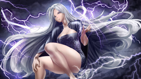 1girls alternate_version_available clothing elemental_girls elemental_manipulation female game_cg hera_(elemental_girls) ir_studio lightning pale-skinned_female solo white_hair