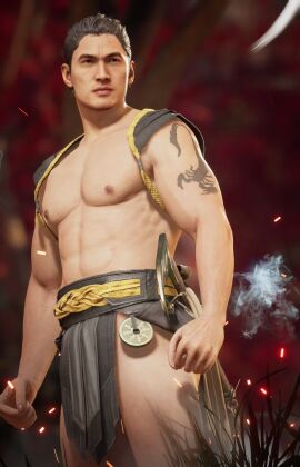 1boy 1human 3d 3d_(artwork) 3d_model black_hair haviksluz kuai_liang male male_focus male_only mortal_kombat mortal_kombat_1_(2023) muscular netherrealm_studios ninja pyromancer scantily_clad scorpion_(mortal_kombat) solo solo_focus solo_male