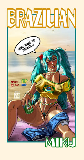 2024 2d 2d_(artwork) abs ass athletic athletic_female bare_midriff beach big_breasts bikini bracelet brazil brazilian brazilian_female brazilian_miku breasts bubble_ass bubble_butt busty can crop_top cropped cropped_image cyan_eyes cyan_hair daisy_dukes denim_shorts edit edited erect_nipples female female_focus female_only fit fit_female flower_in_hair g-string_bikini hatsune_miku hourglass_figure jean_shorts large_breasts lipstick long_fingernails long_hair makeup micro_bikini nail_polish navel necklace nipple_bulge nipples outdoors outside pubes pubic_hair pubic_hair_peek pussy pussy_wedgie see-through see-through_clothing short_shorts shorts shorts_around_one_leg sitting speech_bubble spicy_cheeks sweat t-shirt tagme tan tan-skinned_female tan_body tan_skin tanline text thong thong_bikini toned toned_female turquoise_eyes turquoise_hair twintails undressed undressing vocaloid waist_chain wedgie wide_hips wink winking_at_viewer