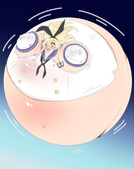 balloon_inflation hyper hyper_inflation in_the_air inflation kantai_collection rabbit_ears ready_to_pop shimakaze-kun shimakaze_(kantai_collection) spherical_inflation tagme yellow_hair