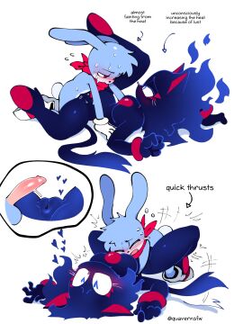 1boy 1girls blaze_the_cat cat_ears cat_tail cinder_the_fire_entity_(quaverdraws) digital_art feels_the_rabbit feline female hetero male missionary_position original_character proto_blaze quavernsfw rabbit rabbit_boy rabbit_ears rush_the_rabbit_(quaverdraws) sonic_(series) sonic_the_hedgehog sonic_the_hedgehog_(series) white_background wholesome_coupled