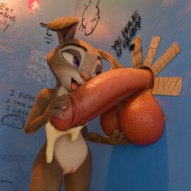 3d anonymousfm anthro balls balls_fondling bodily_fluids cum digital_media_(artwork) disney duo female fondling fur genital_fluids genitals glory_hole hi_res human humanoid_genitalia humanoid_penis interspecies judy_hopps lagomorph leaking_cum leporid male male/female mammal nude open_mouth oral penis pussy rabbit rubbing_penis size_difference tongue white_body white_fur zootopia