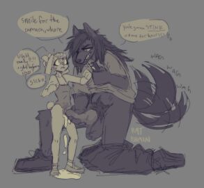 animal_genitalia animal_humanoid anthro ballerina ballet ballet_leotard bodily_fluids bullying canid canid_humanoid canine canine_genitalia canine_humanoid canis clothed clothing coercion cum cum_drip cum_on_clothing cum_pool dance_shoes dancewear dominant dominant_anthro dominant_male dripping duo female footwear furry genital_fluids genitals hi_res humanoid jett_(ratbrain17) kneeling knot knotted_penis lagomorph leotard leporid lily_(ratbrain17) male male/female mammal mammal_humanoid partially_clothed penis pointe_shoes rabbit ratbrain17 shoes size_difference tail tail_motion tailwag wolf