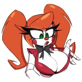 1:1 1:1_aspect_ratio 1girls 2023 2023s 2025 2025s 2d 2d_(artwork) 4_fingers absurd_res accessory animatronic asking_a_question baby_(fnafsl) big_breasts black_bowtie boob_window bowtie breast_focus breasts cheek_markings cheek_spots circus_baby circus_baby_(fnaf) cleavage clothed clothing clown clown_girl concerned confusion dialogue digital_drawing_(artwork) digital_media_(artwork) disappointed dress eyebrows eyelashes female female_focus female_only fit fit_female five_nights_at_freddy's five_nights_at_freddy's:_sister_location fnaf ginger green_eyes hd hi_res high_resolution highres huge_breasts humanoid jpeg large_breasts light-skinned_female light_skin looking_at_breasts looking_down looking_down_at_breasts looking_down_at_self makeup nelljoestar no_bra open_mouth orange_hair pale-skinned_female pale_skin pigtails red_cheekdots red_dress red_lipstick red_nose red_shirt robot robot_girl robot_humanoid robot_joints rosy_cheeks scottgames shirt shirt_pull simple_background sister_location slim_waist so87baby solo solo_female solo_focus summer_of_87_baby teeth tongue topwear twintails unaware upper_body white_background white_body white_skin