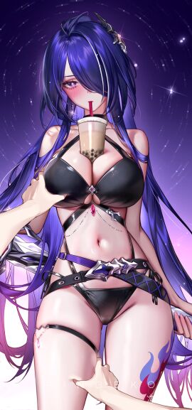 1girls absurd_res absurdres acheron_(honkai:_star_rail) adult arms_behind_back bare_arms bare_belly bare_chest bare_hands bare_hips bare_legs bare_navel bare_shoulders bare_skin bare_thighs belly belly_button belt bikini bikini_bottom bikini_only bikini_top black_belt black_bikini black_bikini_bottom black_bikini_only black_bikini_top black_choker black_string_bikini black_swimsuit black_swimwear blue-haired_female blue_eyebrows blue_hair blush blush_lines blushing_at_viewer blushing_female breasts bubble_tea bubble_tea_challenge choker cleavage cleft_of_venus collarbone curvy curvy_body curvy_female curvy_figure curvy_hips curvy_thighs dot_nose drink elbows exposed exposed_arms exposed_belly exposed_legs exposed_midriff exposed_shoulders exposed_thighs female female_focus fingernails fingers gradient_background groin hair_ornament hair_ornaments hair_over_one_eye half_naked hands_behind_back head_tilt high_resolution highres honkai:_star_rail honkai_(series) hourglass_figure knees large_breasts legs light-skinned_female light_skin lips long_hair looking_at_viewer naked naked_female navel nude nude_female purple-eyed_female purple_background purple_eyes pussy ringeko_chan shoulders simple_background slender_body slender_waist slim_female slim_waist standing string_bikini swimsuit swimwear sword tattoo tattoo_on_thigh thick_thighs thigh_gap thighband thighs thin_waist tilted_head underboob upper_body v-line very_long_hair weapon white_pupils wide_hips