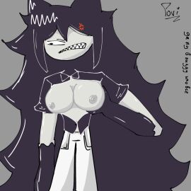 angry breasts breasts_out clothed female female_only fundamental_paper_education mad miss_circle_(fundamental_paper_education) miss_sphere