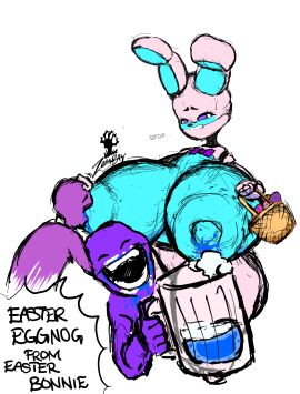 animatronic artist_logo ass bonnie_(fnaf) breast_milk breast_sucking breastfeeding breasts breasts_bigger_than_head easter easter_bunny female five_nights_at_freddy's fnaf genderswap genderswap_(mtf) hourglass_figure huge_ass huge_breasts hyper_breasts lactation michael_afton nonconsensual nude purple_guy_(fnaf) robot robot_girl rule_63 straight tagme wide_hips william_afton zommbay