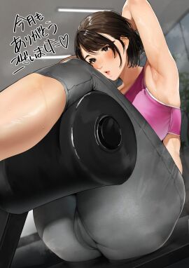 1girls absurd_res armpits arms_up ass big_ass big_breasts black_eyes blush breasts brown_hair exercise exercising female from_below grey_leggings gym gym_clothes hi_res indoors leggings legs_up mature mature_female milf original pants pink_sports_bra plump sakuranotomoruhie short_hair sit_up sit_ups sitting solo sports_bra sweat weight_machine wide_hips working_out workout workout_clothes yoga_pants