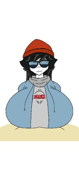 1boy 1girls :3 animated animated_gif beat_banger big_breasts black-haired_female black_hair boobjob breasts denim_jacket enjoying erect_penis erection female gif glasses looking_at_viewer male male/female male_pov oc orange_beanie penis pov pov_male pov_paizuri roblox simple_background smug smug_expression smug_face sunglasses supreme titjob toriel_beat_banger white_background white_fur white_hoodie white_skin white_skinned_female