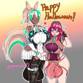 2dickgirls 2trans age_difference age_difference_couple animal_ears animal_penis blonde_hair blue_eyes blush breasts bulge bulge_down_leg bulge_through_clothing bulge_under_clothes chubby chubby_futa clothed clothing cosplay cosplaying_as_character cyan_highlights dark-skinned_futa dark_skin dickgirl eliza_(monado17) embarrassed female fully_clothed futa_only futanari giant_ass giant_breasts giant_penis halloween halloween_costume heart height_difference horse_ears horse_ears_girl horse_girl horse_penis horsecock horsecock_futa huge_breasts huge_cock human intersex knotted_horsecock knotted_penis large_ass large_breasts large_penis light-skinned_futa light_skin looking_at_viewer milf mona_(monado17) monado17 mythra_(cosplay) oc ombre_hair original_character penis penis_vein pink_eyes pyra_(cosplay) self_upload standing tight_clothing trans_woman transgender_pride_colors transgender_woman turtleneck xenoblade_(series) xenoblade_chronicles_2