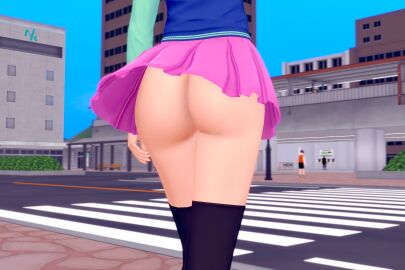3d ass ass_focus female lan_hikari mayl_sakurai mega_man mega_man_battle_network no_panties street upskirt