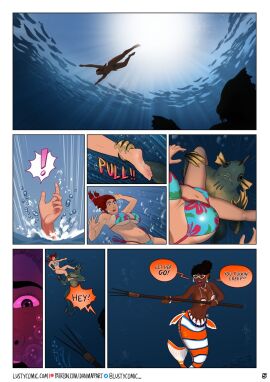 big_breasts breasts comic comic_page dan_mapplethorpe english_text female lipstick merfolk mermaid page_5 page_number underwater
