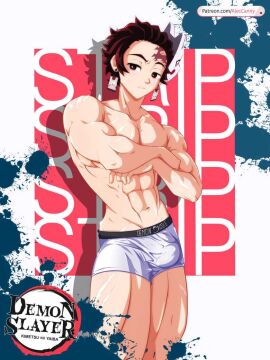 abs aleccanny bulge bulge_through_clothing demon_slayer gay gay_male kimetsu_no_yaiba male muscles muscular muscular_arms muscular_legs muscular_male muscular_thighs patreon patreon_logo patreon_username scars solo_male tanjiro_kamado thick_arms thick_thighs underwear underwear_only yaoi