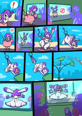 absurd_res angelnima anthro ass blushing_profusely breasts clothing embarrassed embarrassed_nude_female enf exposed_butt female fish_hook forced_exposure forced_to_undress genitals hi_res hook humiliation lagomorph leporid lulu_(angelnima) mammal nickelodeon nude panties public public_exposure public_nudity pussy rabbit references screaming sling_shot small_breasts spongebob_reference theenfman toony underwear wedgie