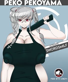 apron ass breasts danganronpa danganronpa_2:_goodbye_despair female female_only loyah_arts_(artist) massive_ass massive_breasts massive_thighs milf_peko peko_pekoyama pekoyama_peko silver_hair