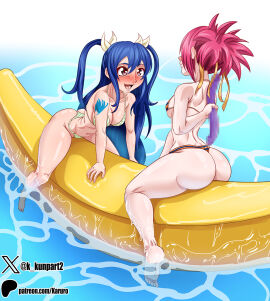 2girls arched_back arm_tattoo ass ass_focus banana banana_boat barefoot bathing bent_over big_ass big_butt bikini bikini_bottom bikini_top blue-haired_female blue_bikini blue_hair blue_swimsuit blue_tattoo blush breasts brown_eyes bubble_ass bubble_butt chelia_blendy child_bearing_hips cleavage dildo fairy_tail fairy_tail_mark fat_ass feet female female_focus female_only floating green_bikini green_bikini_bottom green_bikini_top green_swimsuit hair_ribbon hi_res high_resolution highres hips karuro-kun large_ass light-skinned_female light_skin long_hair nose_blush ocean open_mouth orange_bikini orange_swimsuit pale-skinned_female pale_skin perky_breasts pink-haired_female pink_hair ponytail ribbon ribbons sex_toy shoulder_tattoo sideboob sitting small_breasts smile smiling soles spiky_hair striped_bikini swimsuit tattoo tattoo_on_shoulder tattooed_shoulder thick_thighs thighs thong tied_hair toes twintails underboob very_high_resolution very_long_hair voluptuous voluptuous_female water watersports wendy_marvell wide_hips