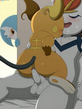 3_toes absurd_res anal anal_sex anthro anthro_on_anthro anthro_penetrated anthro_penetrating anthro_penetrating_anthro ass balls big_ass big_butt black_nose black_pupils blue_body blue_fur blue_markings blush breath brown_anus buckteeth cinderace closed_eyes duo duo_focus feet from_front_position fur gardevoir genitals group hi_res hip_grab lagomorph looking_pleasured male male/male male_on_bottom male_on_top male_penetrated male_penetrating male_penetrating_male mammal markings mastery_position mp4 murid nintendo nude on_bottom on_top orange_body orange_eyes orange_fur orange_pawpads pawpads penetration penis pokemon pokemon_(species) pokémon_(species) pupils raichu red_body red_fur rodent sex shiny_pokemon sitting smile striped_body striped_fur stripes tagme teeth testicles toes trio video video_games white_balls white_penis winick-lim yellow_body yellow_cheeks yellow_fur yellow_stripes