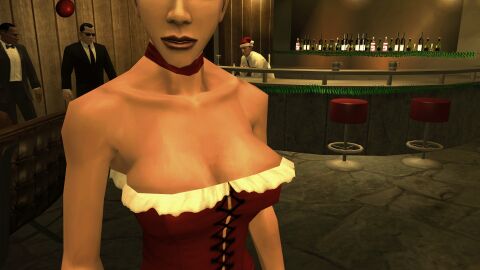 3d blonde_hair breasts christmas christmas_outfit corset female hitman hitman_blood_money io-interactive screenshot sexy short_hair video_games white_skin