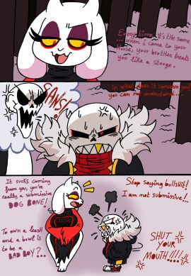 1boy 1girls 2boys angry back_view chubby chubby_female clothing comic comic_page curvy deltarune_(symbol) female goat happy hips male mature_female milf noursteddy oral papyrus papyrus_(underfell) papyrus_au red_eyes sans sans_(underfell) sans_au size_difference skeleton smaller_male toriel toriel_(underfell) toriel_au underfell undertale undertale_(series) undertale_au undertale_fanfiction