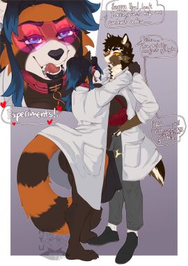 2024 ailurid anthro anthro_futa ass balls big_ass big_balls big_bulge big_butt big_penis biped black_body black_clothing black_footwear black_fur black_hair black_lips black_shoes blue_eyes bottomwear bra brown_body brown_fur bulge clothing coat collar dialogue digital_media_(artwork) duo english_text eyewear footwear fur futa/male futa_anthro futa_on_male futanari genitals goggles grey_bottomwear grey_clothing grey_pants hair heart_symbol hi_res huge_balls huge_bulge huge_cock hyper hyper_balls hyper_bulge hyper_genitalia hyper_penis hyu_(hyucaze) hyucaze intersex intersex/male intersex_anthro labcoat larger_male licking licking_lips licking_own_lips lips male male_anthro mammal markings mia_(talash) multicolored_body multicolored_fur orange_body orange_fur pants penis penis_between_thighs red_bra red_clothing red_panda red_underwear ring_(marking) ringed_tail size_difference smaller_futa smaller_intersex socks speech_bubble striped_markings striped_tail stripes tail tail_markings text tongue topwear trans_woman transfem underwear white_body white_clothing white_footwear white_fur white_socks