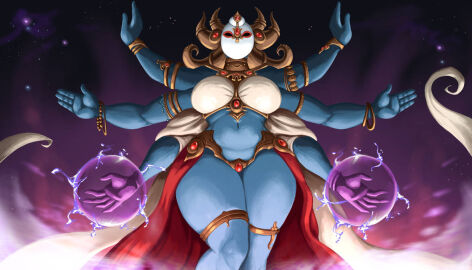 1girls 4_fingers 5_fingers 6_arms alternate_version_available ass beads bedlah belly_dancer_outfit big_ass big_breasts bracelet bracelets breasts bubble_ass bubble_butt child_bearing_hips choker cloak collar daemon daemon_girl decorations deity demon demon_girl electricity energy energy_ball face_hidden fake_horns fancy_clothing female female_only flowing_clothing gem gems gemstone gemstones glowing_orb god goddess gold gold_(metal) gold_jewelry harem_outfit hourglass_figure jewel jewelry jewels mask multi_arm multi_limb open_hand open_palm psychic psychic_powers revealing revealing_clothes robe skimpy skimpy_clothes solo solo_female solo_focus sparks star starry_sky stars t'au'va tau tauva_(goddess) thick_collar thick_thighs thunder_thighs thunderthighs warhammer_(franchise) warhammer_40k wide_hips