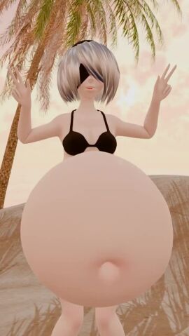 1girls 3d 3d_(artwork) 3d_animation animated belly big_belly big_belly_bulge bikini black_bikini blindfold blindfolded_female grimhoofingit nier nier:_automata nier_(series) robot robot_girl robot_humanoid stuffed stuffed_belly tagme video video_game_character white_hair white_hair_female yorha_2b