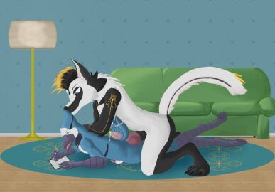 anthro avian balls bird blue_jay bodily_fluids canid canine canis cassidy_(theburdbard) corvid drawing drawing_tablet dripping duo genital_fluids genitals jay_(bird) knot male male/male mammal new_world_jay nude oscine passerine penis precum precum_drip precum_on_back precum_on_penis size_difference theburdbard werecock wolf