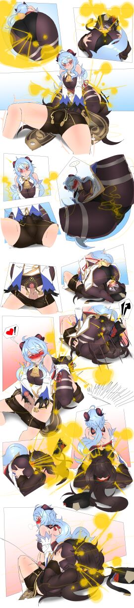 facesitting fart fart_cloud fart_fetish farting farting_in_face farting_on_face ganyu_(genshin_impact) genshin_impact hoyoverse hu_tao_(genshin_impact) lazei