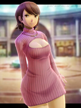 ass big_ass big_breasts breasts brown_hair female hourglass_figure long_sleeves looking_away necklace persona persona_3 personaparadise short_hair skirt slim_waist teenager thick_thighs tight_fit tight_skirt wide_hips yukari_takeba