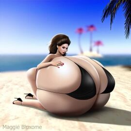 ai_generated animated bathing_suit beach bikini black_hair caressing_breasts gigantic_breasts groping groping_breasts hyper_breasts laying_on_breasts maggie_bluxome_(artist) massive_breasts second_life squeezing_breasts squished_breasts tagme video white_skin