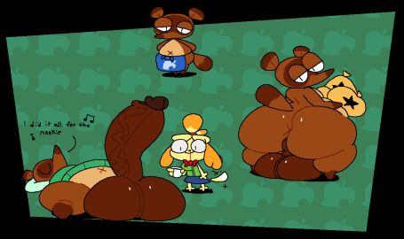 animal_crossing anthro anus apron ass balancedfox balls bells_(animal_crossing) bfad big_ass big_balls big_butt big_penis bodily_fluids bottomless bottomwear brown_body canid canine canis closed_eyes clothed clothing dipstick_tail domestic_dog duo english_text erection female femboy gay gay_anal gay_male gay_sex genitals half-closed_eyes homosexual homosexual_male homosezual_sex huge_ass huge_balls huge_butt huge_cock isabelle_(animal_crossing) looking_at_viewer looking_back lying male male_penetrated mammal markings musical_note narrowed_eyes navel nintendo nosebleed nude on_back penis raccoon_dog shih_tzu skirt superiorfox tail tail_markings tanuki text thick_thighs tom_nook topwear toy_dog vest wide_hips yellow_body