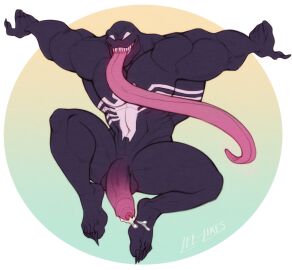 19_inches_of_venom alien balls biceps big_muscles big_penis bodily_fluids foreskin genital_fluids genitals hi_res humanoid leaking_precum leelikessmut long_tongue male male_only marvel marvel_comics muscles muscular muscular_male nails penis precum sharp_nails sharp_teeth solo spider-man_(series) symbiote teeth tongue tongue_out uncircumcised vein veiny_penis venom_(marvel)