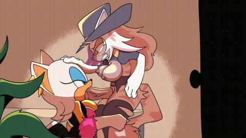 1futa 1girls 2d 2d_animation 2girls animated anthro apsel_bluestar bat big_breasts big_penis bodysuit breasts brown_body character_request clenched_teeth clothing deepthroat door duo ear_piercing evening_gloves eyeshadow eyewear face_fucking fellatio female futanari genitals gif glasses green_eyes hat headgear headwear intersex intersex/female irrumatio legwear makeup mammal oral oral_penetration penetration penile penis piercing plant rouge_the_bat sega sex skinsuit sonic_(series) sonic_the_hedgehog_(series) teeth thigh_highs tight_clothing topwear vest white_body