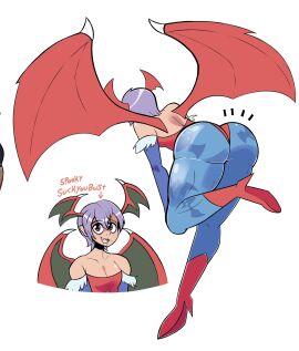 1girls ass big_ass capcom darkstalkers demon female female_only flat_chest funy0nion lilith_aensland presenting_ass presenting_hindquarters solo solo_female solo_focus succubus