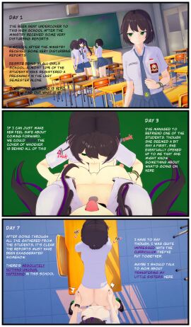 3d, fellatio, femdom femsub, futanari, mind_control, school_uniform, sex, text, unaware, unaware_hypnosis, vaginal_sex,