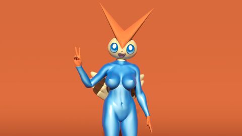 3d 3d_(artwork) adorable anthro anthro_pokemon anthropomorphic blender blender_3d blender_3d_cycles blender_3d_render blender_cycles blender_cycles_render blender_render cute female kuby64 latex latex_suit legendary_pokemon mythical_pokemon peace_sign pokegal pokegirl pokegirl_as_pokemon pokemon pokemon_(species) pokemorph victini victini_pokemon zentai zentai_suit