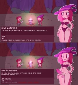 1boy 1futa balls breasts clothed clothing dialogue dialogue_box erection futa_focus futa_is_bigger futanari gameplay_mechanics human intersex light-skinned_futa light_skin male mostly_nude penis red7cat solo_focus standing sword text