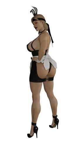 1girls 3d 3d_(artwork) 3d_model army_girl black_lipstick blonde_hair bowtie champagne3d female female_focus female_human female_only high_heels maid maid_uniform martial_artist military mortal_kombat mortal_kombat_1_(2023) netherrealm_studios scantily_dress smile sonya_blade sonya_blade_(mk_1) special_forces