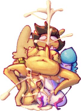 2boys anal anal_sex bitwily cristalina_(bitwily) cum cum_inside cum_through cumflation cumshot female from_behind from_behind_position inflation male pussy shocked_expression wily_(bitwily) yuh_(yopy)