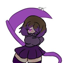 1girls 2d bete_noire big_breasts breasts female female_only glitchtale glowing_eyes looking_at_viewer rebootedmp3g scythe skirt solo sweater tagme thick_thighs thighhighs undertale undertale_(series) undertale_au voluptuous