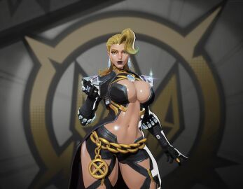 1girls 3d accurate_art_style ass belly_button big_ass big_breasts black_lipstick blonde_female blonde_hair breasts busty caucasian caucasian_female cleavage closed_mouth emma_frost emma_frost_(marvel_rivals) emma_frost_(x-revolution) female female_only looking_at_viewer marvel marvel_comics marvel_rivals mod solo thick_legs thick_thighs x-men