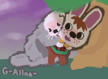 animal_crossing anthro blush bodily_fluids bottomless brown_body brown_fur closed_eyes clothed clothing cloud detailed_background duo female freckled_face freckles from_behind_position fur g-allan- gabi_(animal_crossing) genital_fluids genitals grey_body grey_fur hand_holding hand_on_chest lagomorph leporid male male/female mammal multicolored_body multicolored_fur mustelid nintendo nude on_model otter outside_sex pattern_clothing pattern_shirt pattern_topwear penetration penile penile_penetration penis penis_in_pussy plaid plaid_clothing plaid_shirt plaid_topwear plant purple_sky pussy pussy_juice_on_ground pussy_juice_on_penis pussy_juice_on_pussy rabbit round_eyes round_nose sea_otter sex shirt shirt_only short_legs sky standing standing_sex topwear topwear_only tree vaginal_fluids vaginal_penetration whiskers white_body white_fur
