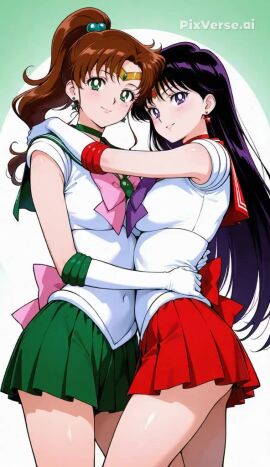 2girls ai_generated girl_on_girl kissing lesbian_couple lesbian_focus lesbian_kiss makoto_kino rei_hino sailor_jupiter sailor_mars tagme video yuri