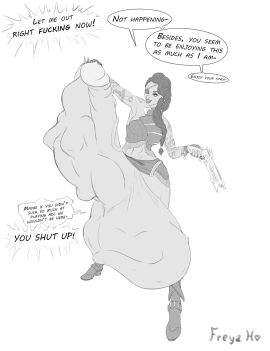 1girls 2futas abs angry balls bulge bulging_balls clothing cock_vore dark-skinned_female dark-skinned_futa dark_skin digestion eyepatch female femsub freyahart futa_on_female futa_on_futa futa_pred futadom futanari futasub group huge_balls huge_cock hyper_balls hyper_penis ineffective_clothing intersex league_of_legends mostly_nude multiple_prey neeko penis pistol samira_(league_of_legends) shaft_bulges solo_focus tattoo taunting unwilling_prey vore wide_hips xayah