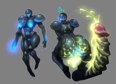 1boy 1girls after_sex alien alien_girl alien_humanoid areolae armored_dark_samus ass big_ass big_breasts big_butt breasts character_off_screen cum cum_drip cum_in_ass cum_inside cum_on_ass cum_on_back cum_on_body cum_on_face cumshot dark_samus female female_focus female_only gape gaping gaping_anus heart large_penis looking_at_partner looking_back male metroid penis pussy ridley ridley_(metroid) tagme voideyedpanda