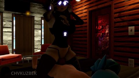 1boy1girl ahe_gao blue_eyes blue_hair boyfriend_(friday_night_funkin) cowgirl_position human_on_robot patreon pink_eyes pink_hair riding robot sfm slap sound source_filmmaker tagme uzi_(murder_drones) video